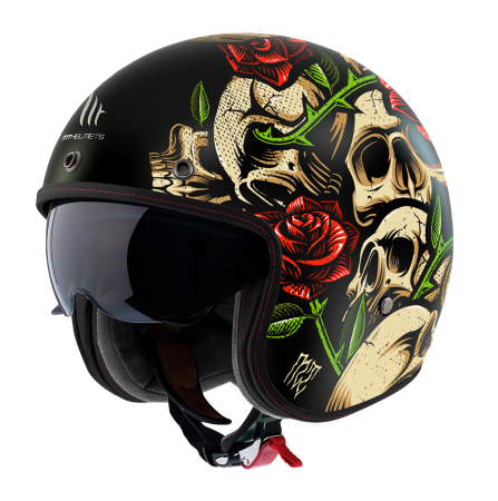 Casti Vintage - Casca open face motociclete MT Le Mans 2 S SV Breakout B9 rosu lucios (ochelari soare integrati) – ECE 22.06