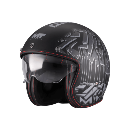 Casti Vintage - Casca open face motociclete MT Le Mans 2 S SV Dystopic B12 mat (ochelari soare integrati) – omologare noua ECE 22.06