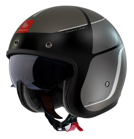 Casti Vintage - Casca open face motociclete MT Le Mans 2 S SV Luther B12 gri mat (ochelari soare integrati) – omologare noua ECE 22.06
