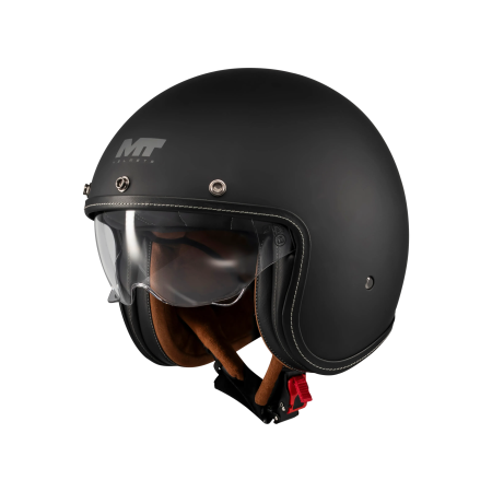 Casti Vintage - Casca open face motociclete MT Le Mans 2 S SV Pure A1 negru mat (ochelari soare integrati) – omologare noua ECE 22.06