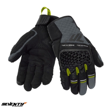 Echipament - Manusi barbati Naked/Adventure vara Seventy model SD-N60 Two Stroke culoare: negru/gri/galben fluor – degete tactile