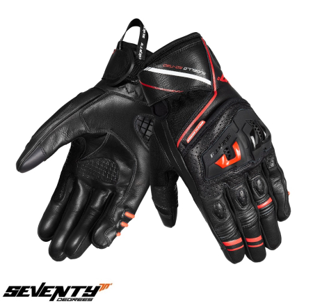 Echipament - Manusi barbati Racing/Naked vara Seventy model SD-N30 Mugello culoare: negru/rosu – degete tactile