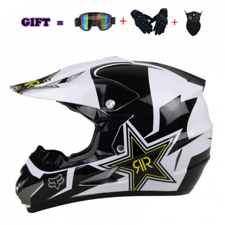 Set Casca atv/cross/enduro/downhill, Rockstar alb [0]