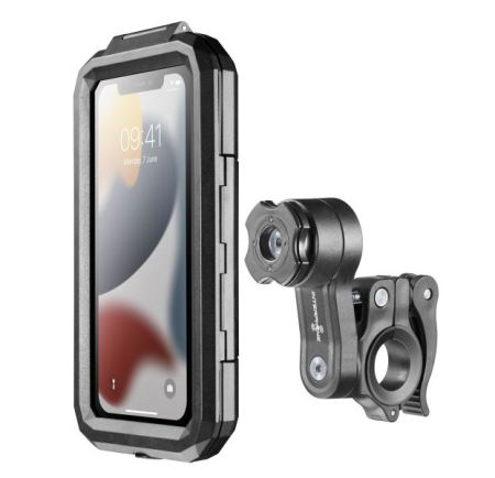 Suport telefon Interphone model Quiklox Armor Pro – carcasa universala – montaj pe ghidon – waterproof – diagonala maxima smartphone: 6.5 inch [1]