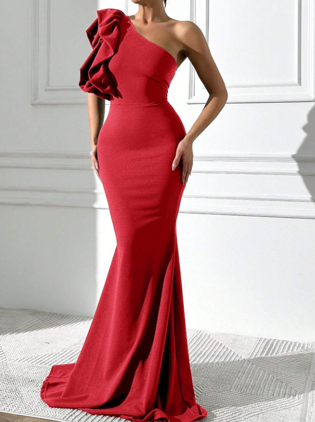 rochie rosie lunga