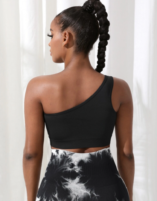 Bustiera Sport - Fitness Neagra Cu Bretea Pe Un Umar [2]