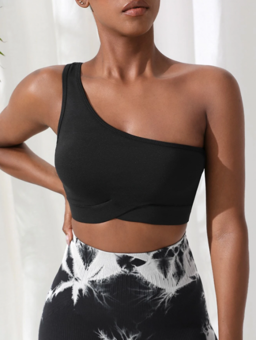 Bustiera Sport - Fitness Neagra Cu Bretea Pe Un Umar [3]