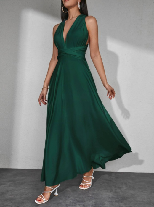 rochie eleganta lunga verde de nunta de ocazie [3]