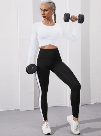 Bluza Fitness Dama Alba Cu Maneci Lungi [1]