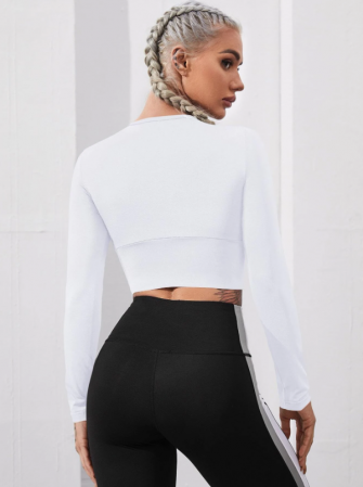 Bluza Fitness Dama Alba Cu Maneci Lungi [3]