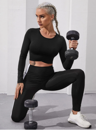 Bluza Fitness Dama Neagra Cu Maneci Lungi [2]