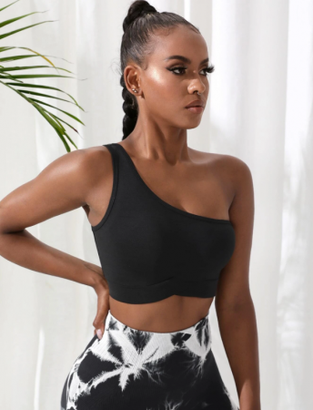 Bustiera Sport - Fitness Neagra Cu Bretea Pe Un Umar [4]
