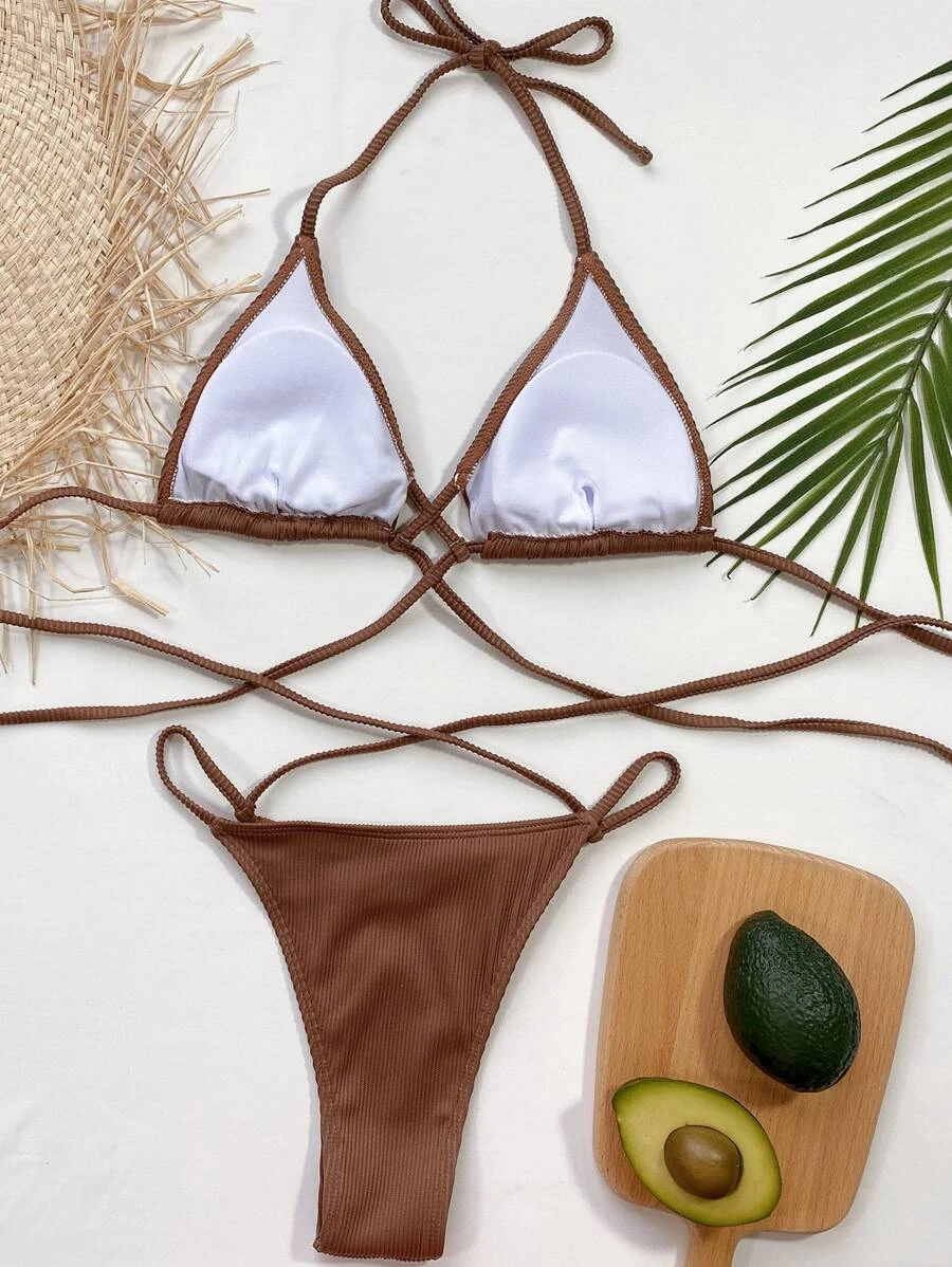 costum de baie 2 piese coffee brown [2]
