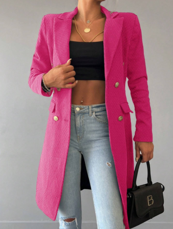 Paltoane Dama - Palton Dama Elegant Fucsia Tonale