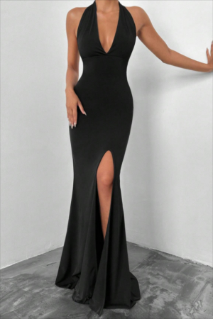 rochie eleganta de ocazie lunga neagra [4]