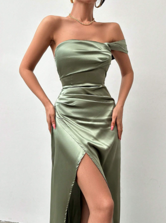 rochie eleganta lunga de ocazie de seara satin [3]