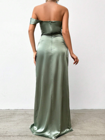 rochie eleganta lunga de ocazie de seara satin [1]