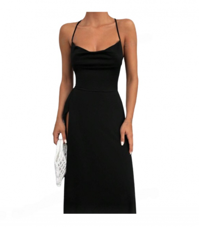 rochie eleganta neagra lunga [4]