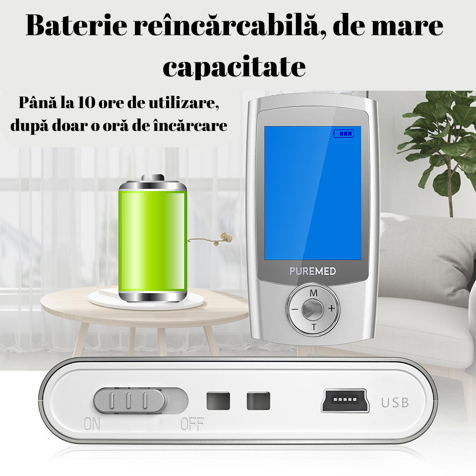 Aparat De Masaj Cu Electrostimulare/Fizioterapie, Stimulator cu 16 moduri Dual Chanel, Cu 20 Niveluri De Intensitate, 4 Electrozi, Doua Canale De Utilizare, 16 Programe De Masaj, Pentru ameliorarea du [3]