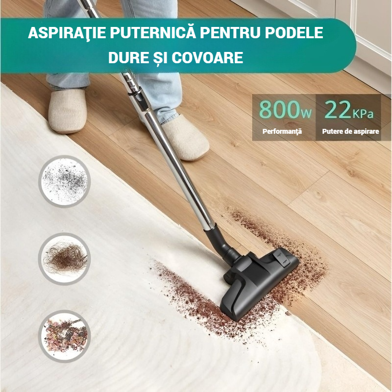 Aspirator fara sac model Eureka® Apollo, aspirator cilindric usor cu PowerCyclone unic, recipient de praf de 2, 2 l, motor cu eficienta energetica de 800 W, pentru pardoseli, covoare si podele dure, p [2]