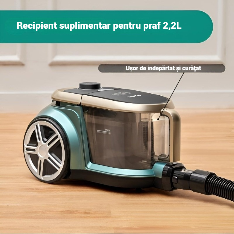 Aspirator fara sac model Eureka® Apollo, aspirator cilindric usor cu PowerCyclone unic, recipient de praf de 2, 2 l, motor cu eficienta energetica de 800 W, pentru pardoseli, covoare si podele dure, p [3]