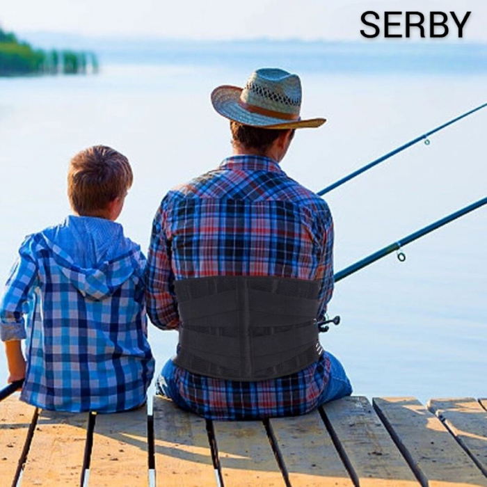 Brau lombar SERBY®, centura sustinere pentru sala, material respirabil, neagra [5]