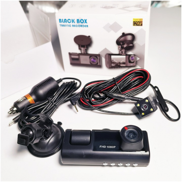 Camera auto DVR, vizualizare 170°, 3 camere, ecran 2", vizualizare nocturna, full HD 1080 P, detectare miscare [6]
