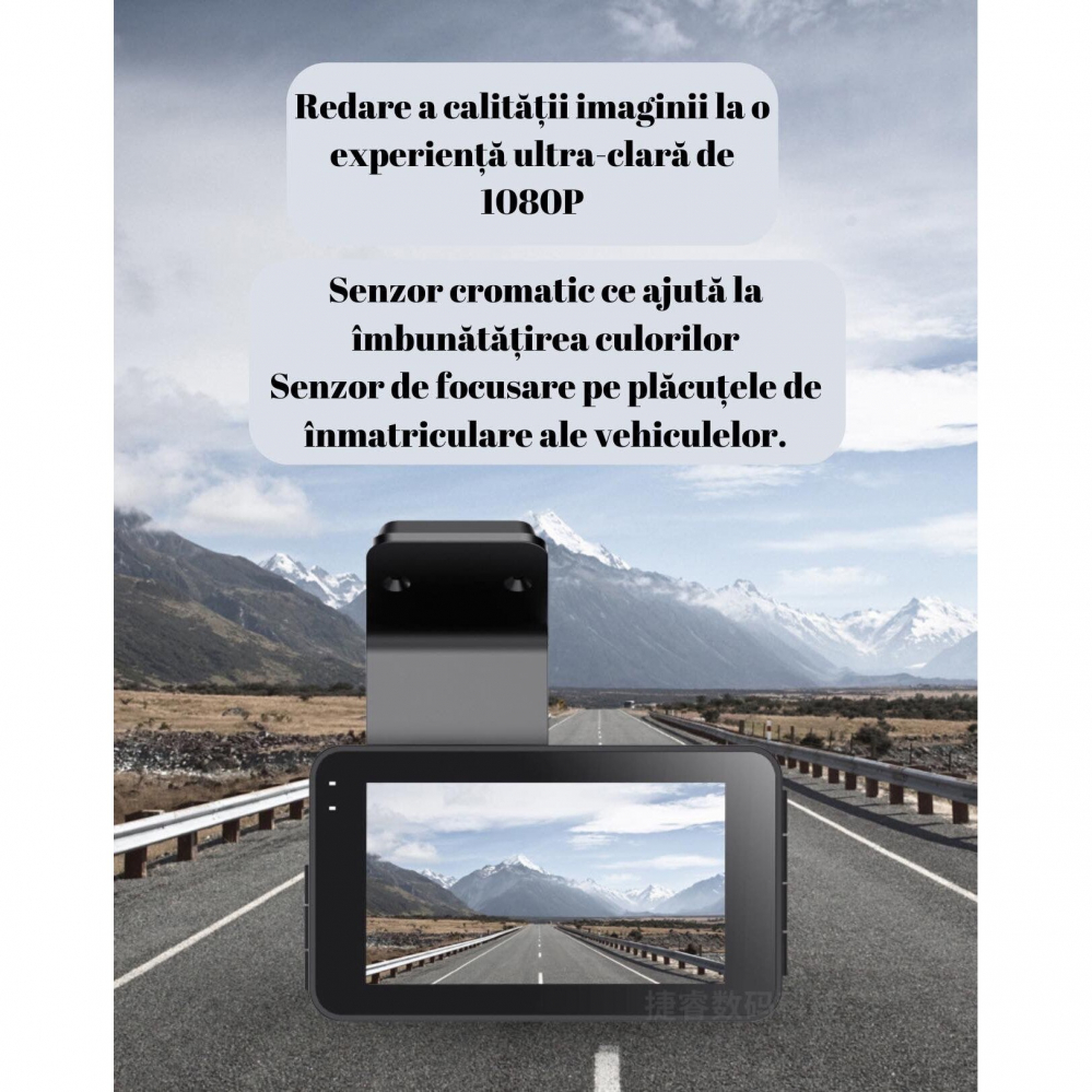Camera auto WIFI, Dual Cam Pro, ADAS, unghi de filmare de 150 °, rezistenta anti soc, senzor G, monitorizare a parcarii, ecran LCD de 3 inch, functie de focalizare asupra placutelor de inmatriculare, [6]