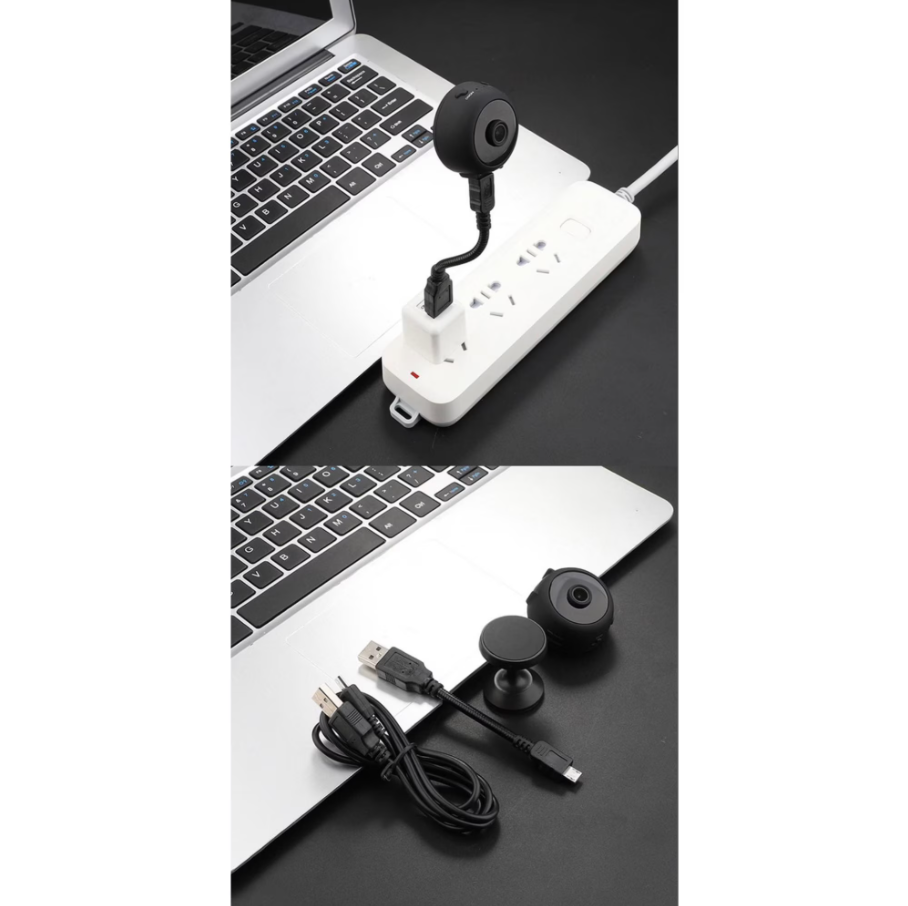 Camera de supraveghere mini spion, 1080P, HD, 360 de grade, vedere cu infrarosu pe timp de noapte, controlabila prin aplicatie mobila, senzor de detectare a miscarii, unghi de vizualizare de 150 grade [4]
