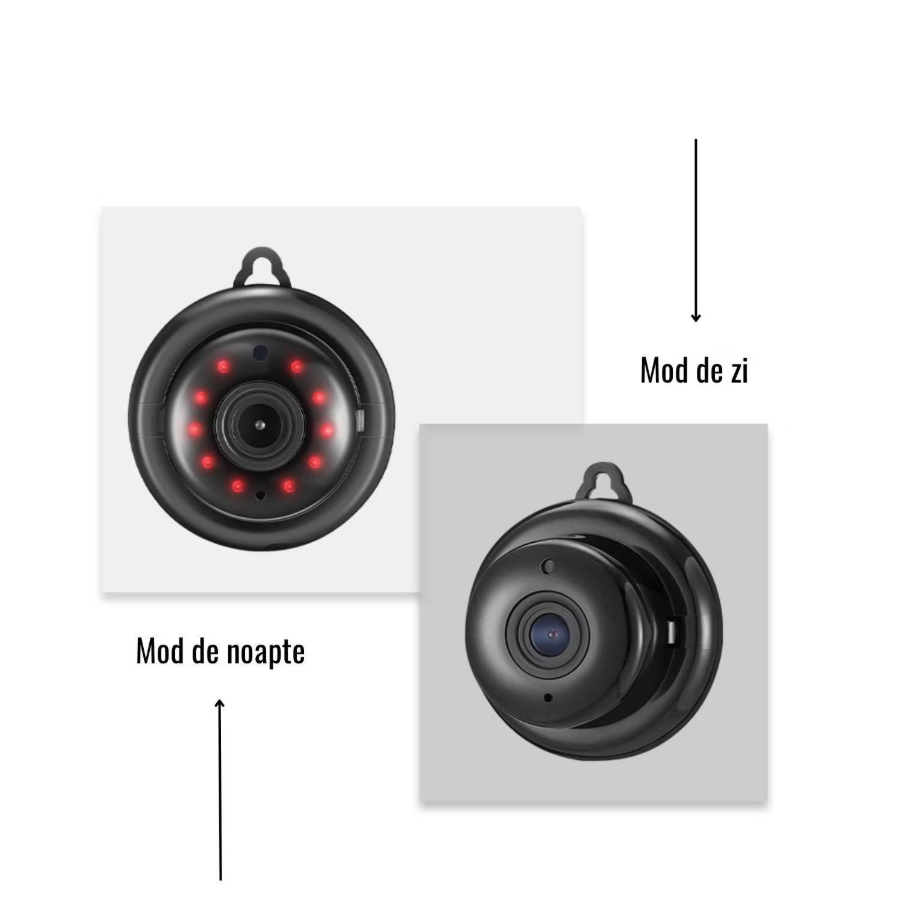 Camera de supraveghere mini spion, Wifi, controlabila prin telefon, vedere nocturna in infrarosu, stocare automata in cloud, full HD, 1080P, 150 grade unghi de filmare, functie de inregistrare in bucl [7]