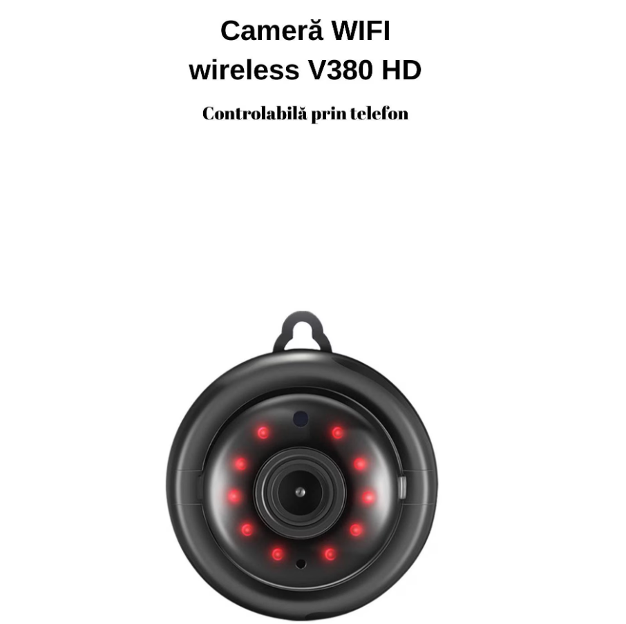 Camera de supraveghere mini spion, Wifi, controlabila prin telefon, vedere nocturna in infrarosu, stocare automata in cloud, full HD, 1080P, 150 grade unghi de filmare, functie de inregistrare in bucl [5]