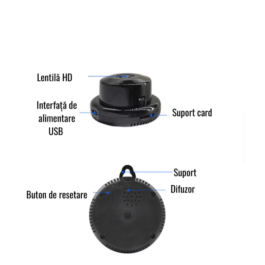Camera de supraveghere mini spion, Wifi, controlabila prin telefon, vedere nocturna in infrarosu, stocare automata in cloud, full HD, 1080P, 150 grade unghi de filmare, functie de inregistrare in bucl [4]