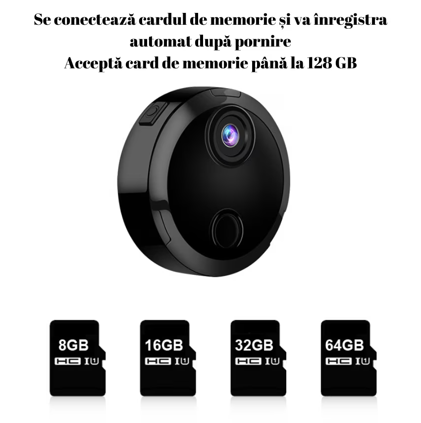 Camera Spion Mini, WIFI, IP, Night Vision, Dispozitiv Spionaj cu Camera Video si Microfon, Detectie Miscare, SPY, Neagra [10]