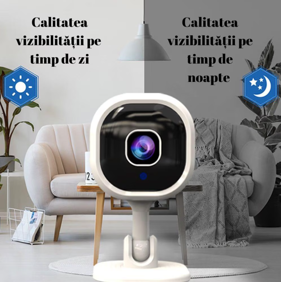 Camera video mini de supraveghere, 1080P Ultra-Hd rezolutie, conectivitate WIFI, vedere nocturna in infrarosu, senzor de miscare, focalizare facial, alarma prin notificare pe telefon, functie de rotir [3]