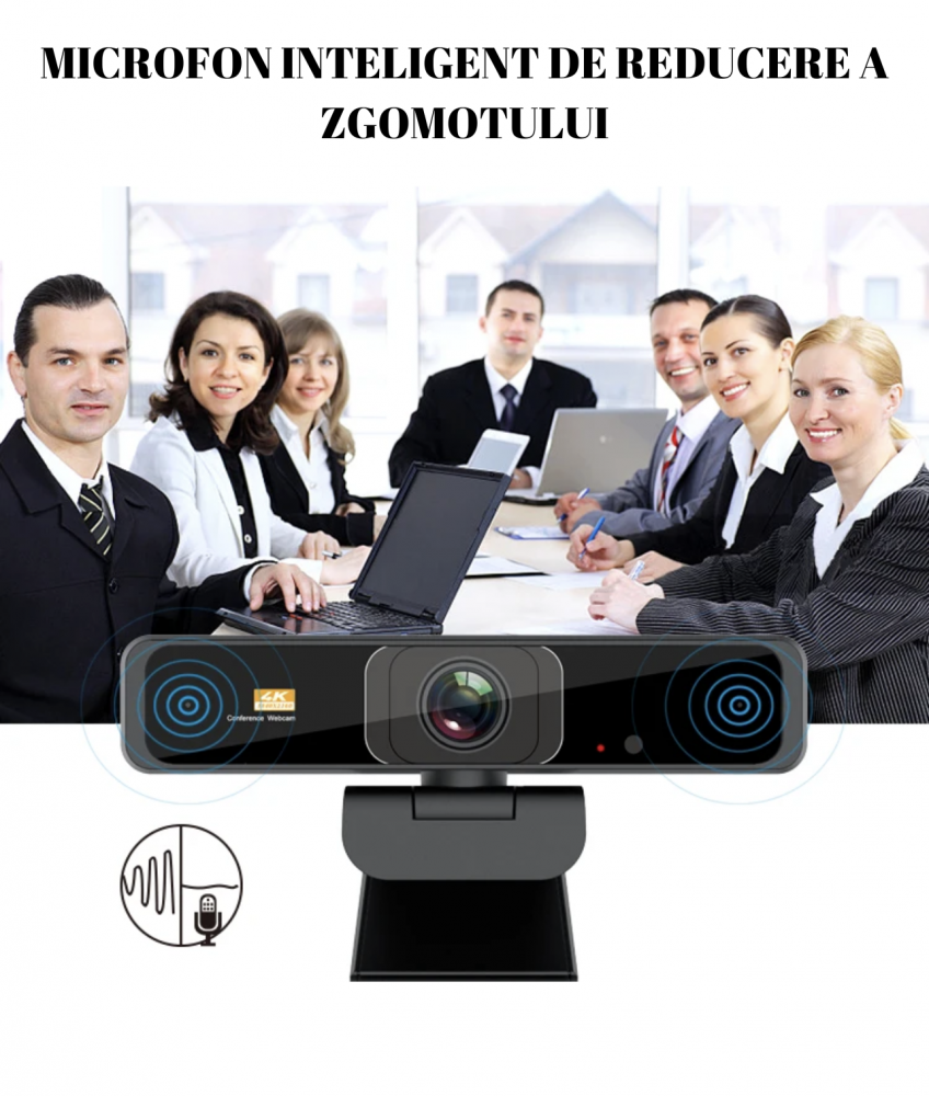 Camera web 4K HD, 8MP, cu support incorporate si telecomanda pentru controlul imaginii [8]