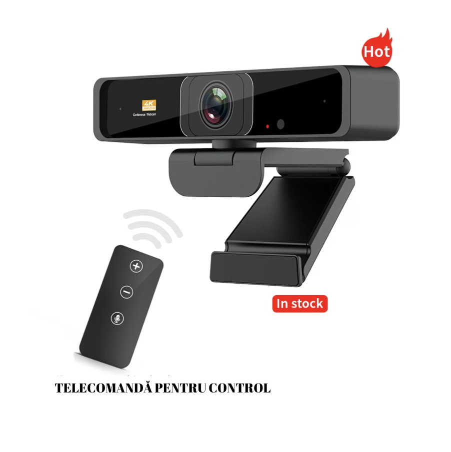 Camera web 4K HD, 8MP, cu support incorporate si telecomanda pentru controlul imaginii [1]
