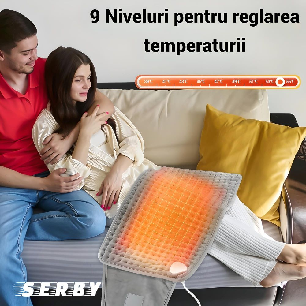 Centura electrica SERBY®, incalzire rapida pentru abdomen, spate, gat, umeri, picioare, 9 niveluri de caldura, 4 setari de timp, lavabila, oprire automata [3]