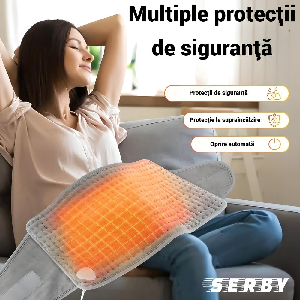 Centura electrica SERBY®, incalzire rapida pentru abdomen, spate, gat, umeri, picioare, 9 niveluri de caldura, 4 setari de timp, lavabila, oprire automata [5]