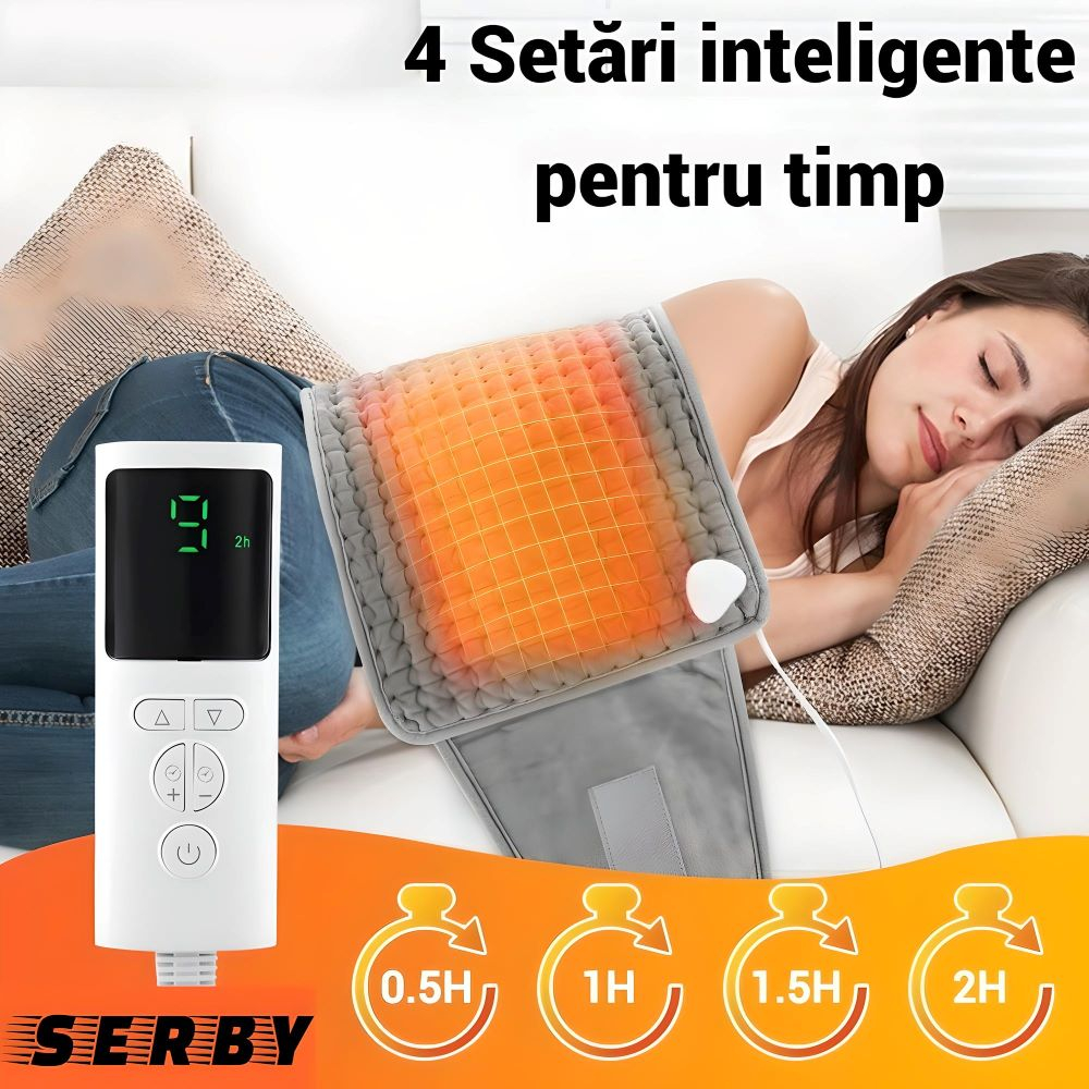 Centura electrica SERBY®, incalzire rapida pentru abdomen, spate, gat, umeri, picioare, 9 niveluri de caldura, 4 setari de timp, lavabila, oprire automata [4]
