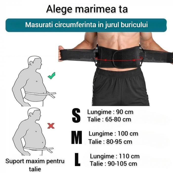 Centura lombara Serby®, anti hernie inghinala, anti hernie de disc, corectie de postura, din fibra de poliester, neagra [7]