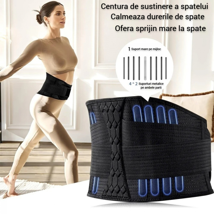 Centura lombara Serby®, anti hernie inghinala, anti hernie de disc, corectie de postura, din fibra de poliester, neagra [2]