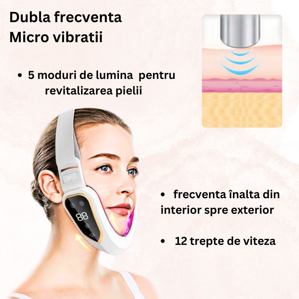 Dispozitiv de ridicare a feței SERBY, terapie cu fotoni cu LED, dispozitiv de masaj cu vibrații pentru slăbire facială, alba [3]