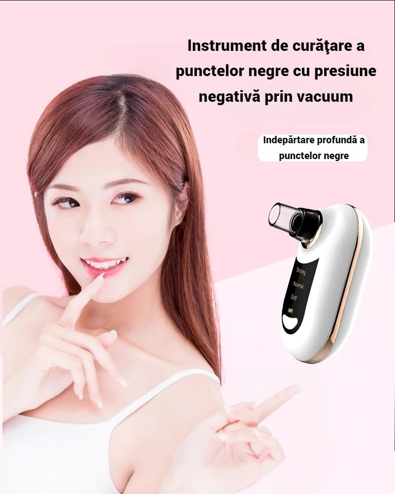 Dispozitiv SERBY pentru Îndepărtarea Punctelor Negre și Curățarea Porilor, 3 Niveluri de Putere, 5 Capete Interșchimbabile, Încărcare USB, Alb [3]