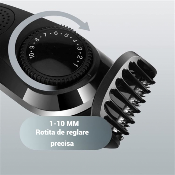 Masina de tuns fara fir, cu 5 capete de schimb, afisaj LED si incarcare rapida, lama de otel inoxidabila, cu autonomie 90 de minute, cutie de depozitare inclusa [2]