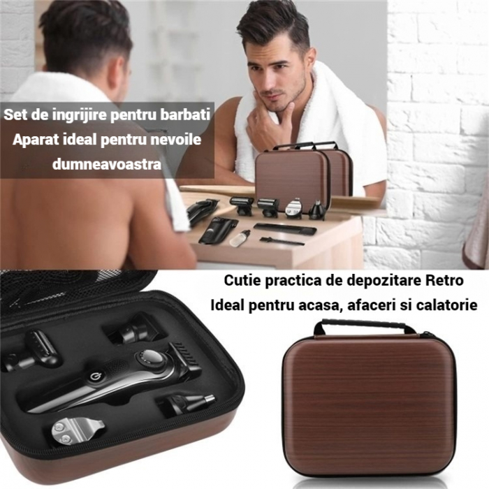 Masina de tuns fara fir, cu 5 capete de schimb, afisaj LED si incarcare rapida, lama de otel inoxidabila, cu autonomie 90 de minute, cutie de depozitare inclusa [5]