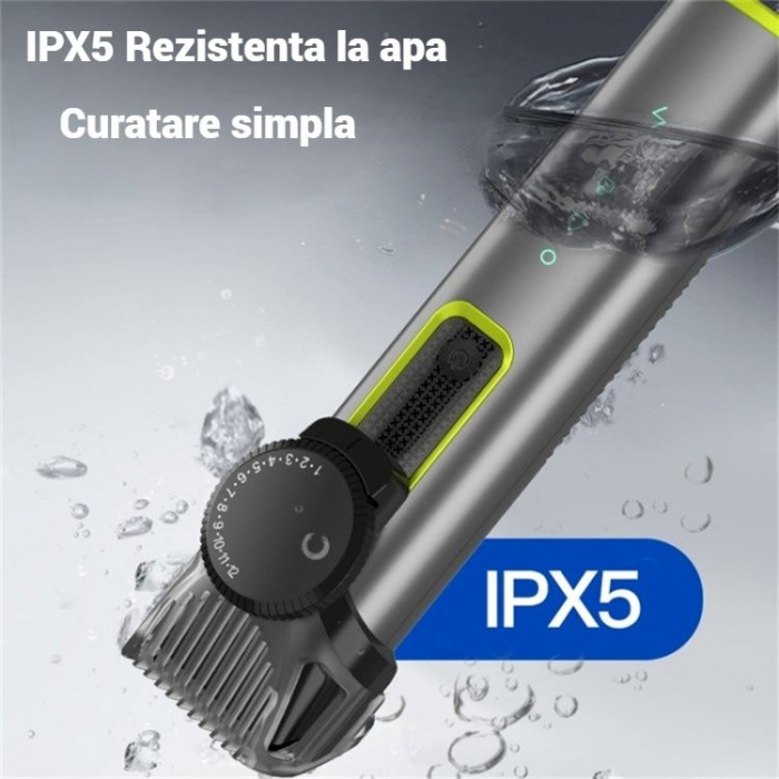 Masina de tuns multifunctionala, lama din otel inoxidabil, rezistenta la apa IPX 5, aparat de ras 4 in 1, incarcare rapida cu USB, autonomie 90 de minute, cutie de depozitare inclusa [2]