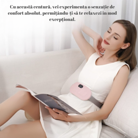 Ingrijire Personala & Sport Si Sanatate - Aparat pentru masaj si incalzire lombar SERBY®, alinare durei menstruale si ciclu, 4 trepte de vibratii, 3 niveluri de temperature reglabile, roz