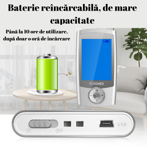 Aparat De Masaj Cu Electrostimulare/Fizioterapie, Stimulator cu 16 moduri Dual Chanel, Cu 20 Niveluri De Intensitate, 4 Electrozi, Doua Canale De Utilizare, 16 Programe De Masaj, Pentru ameliorarea du [2]