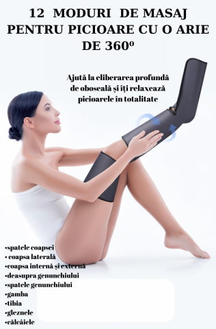 Aparat de masaj pentru picioare, circumferinta 360 grade, 3 moduri de compresie a aerului, 12 moduri de masaj [1]