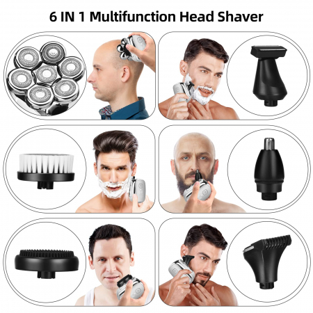 Aparat de ras 7D , rezistenta la apa IPX6, cu 6 capete de schimb, cu statie de incarcare rapida, autonomie de 60 de minute, afisaj cu LED [1]